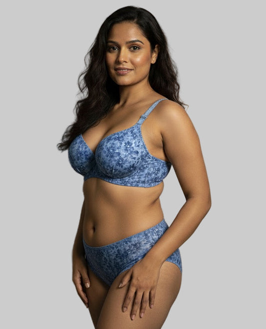 Flouring Padded Push-Up Bra & Panty Set – Flower Print