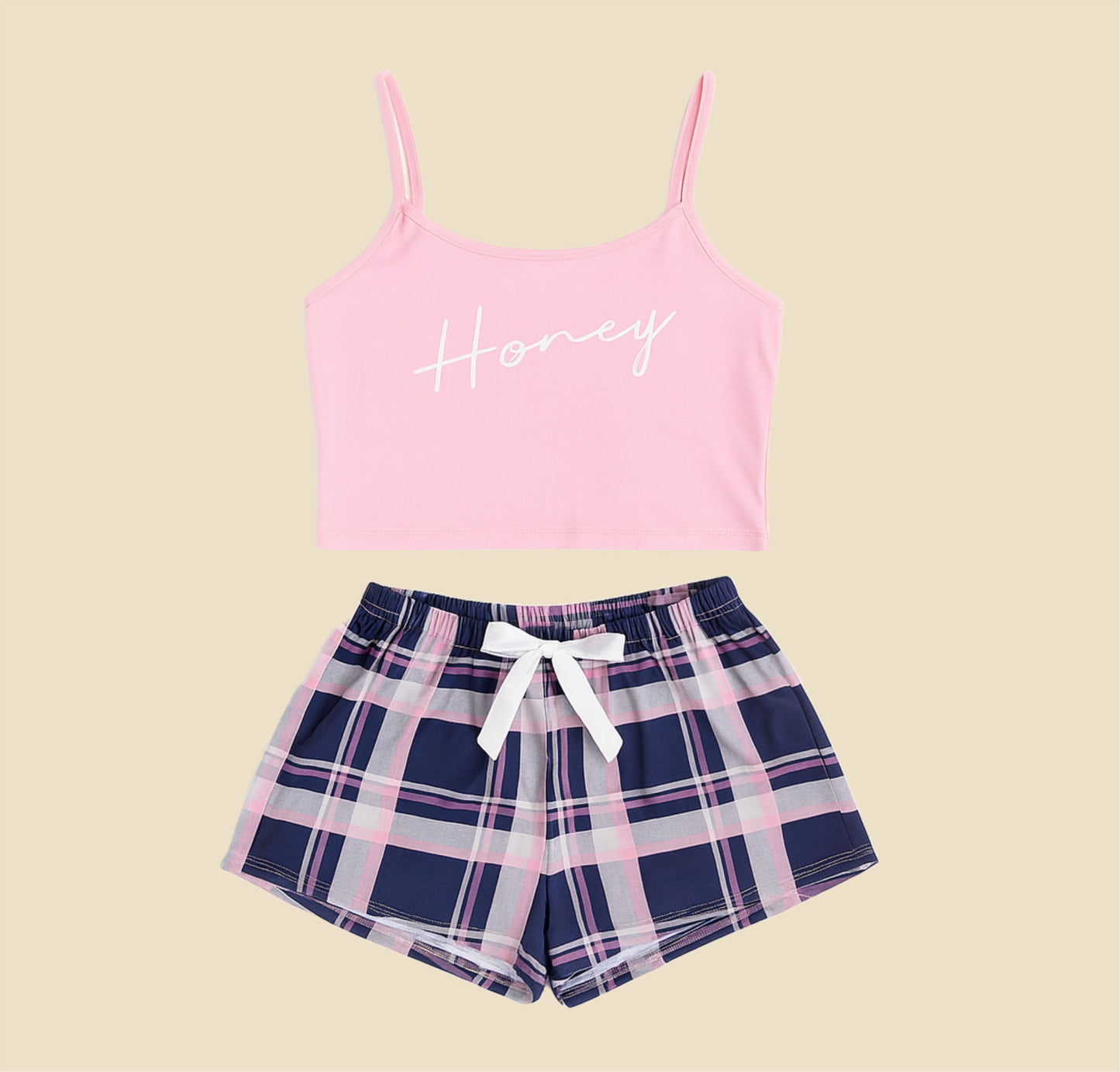 Honey Plaid Pajama Set - Cozy Nightwear for Women