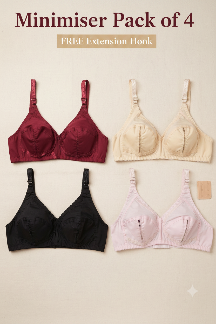 Pack of 4 deal | cotton minmizer Bra | high quality Soft Lastic Cotton 