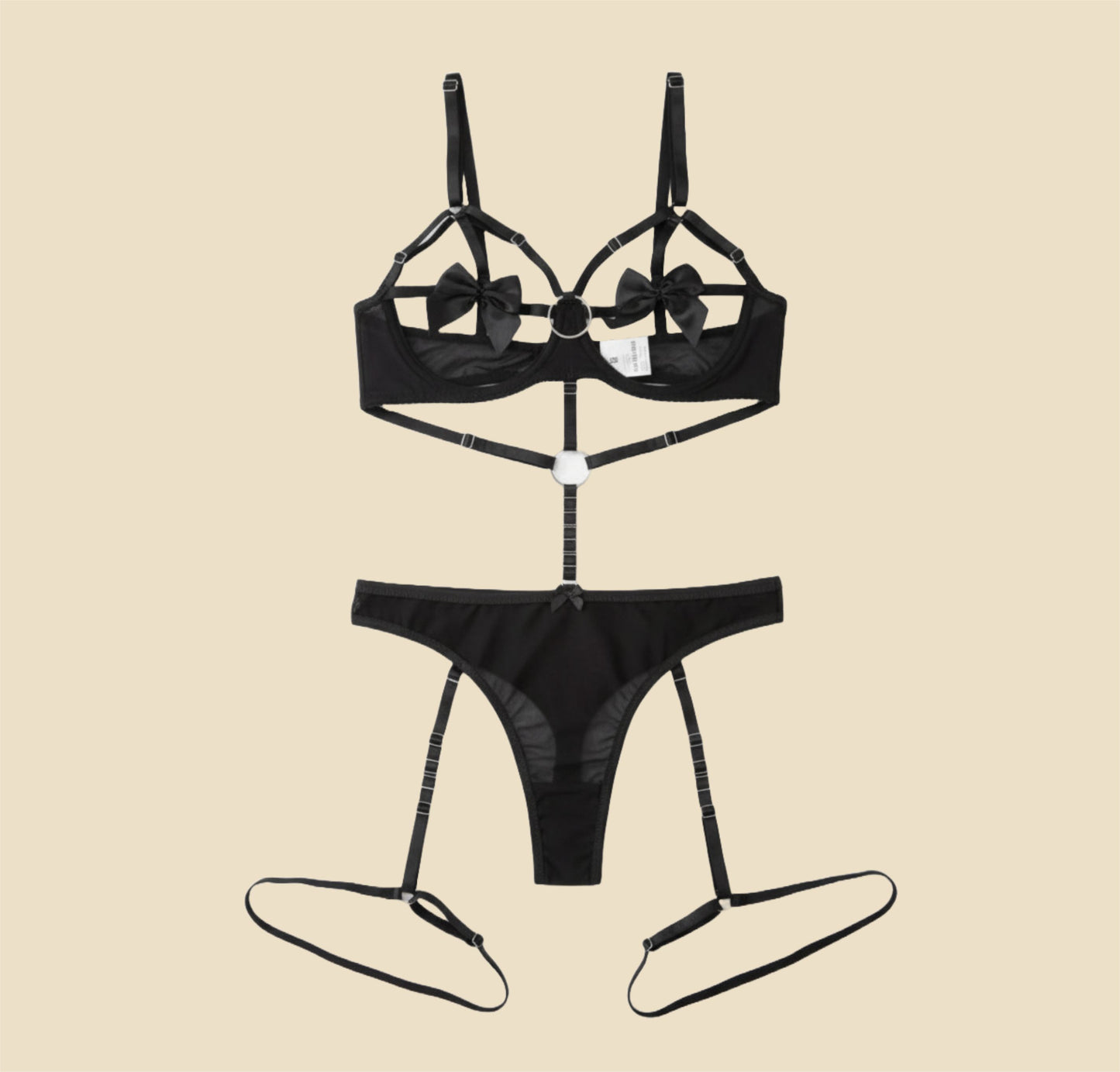 Lingerie Set with Bows and Garters