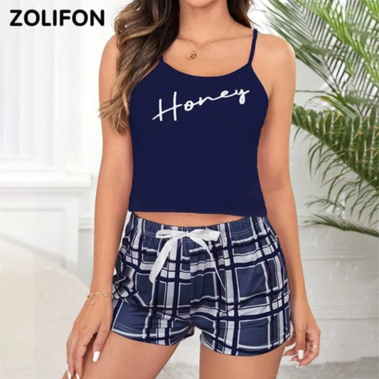 Honey Plaid Pajama Set - Cozy Nightwear for Women
