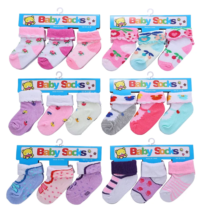 Pack of 3 pairs Newborn baby socks comfortable & warm stuff specially imported for kids