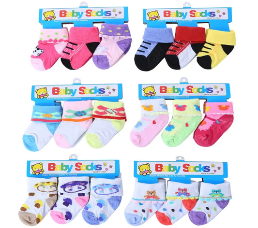 Pack of 3 pairs Newborn baby socks comfortable & warm stuff specially imported for kids