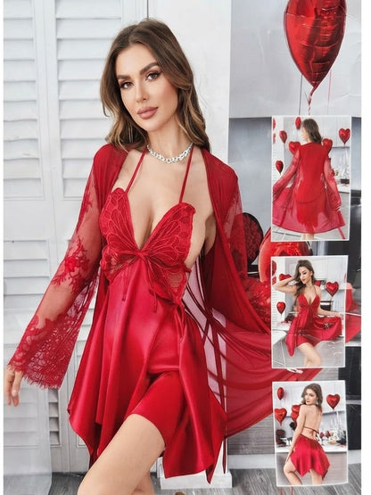 Betterfly nighty 3pices nighty dress soft silk and net stuff