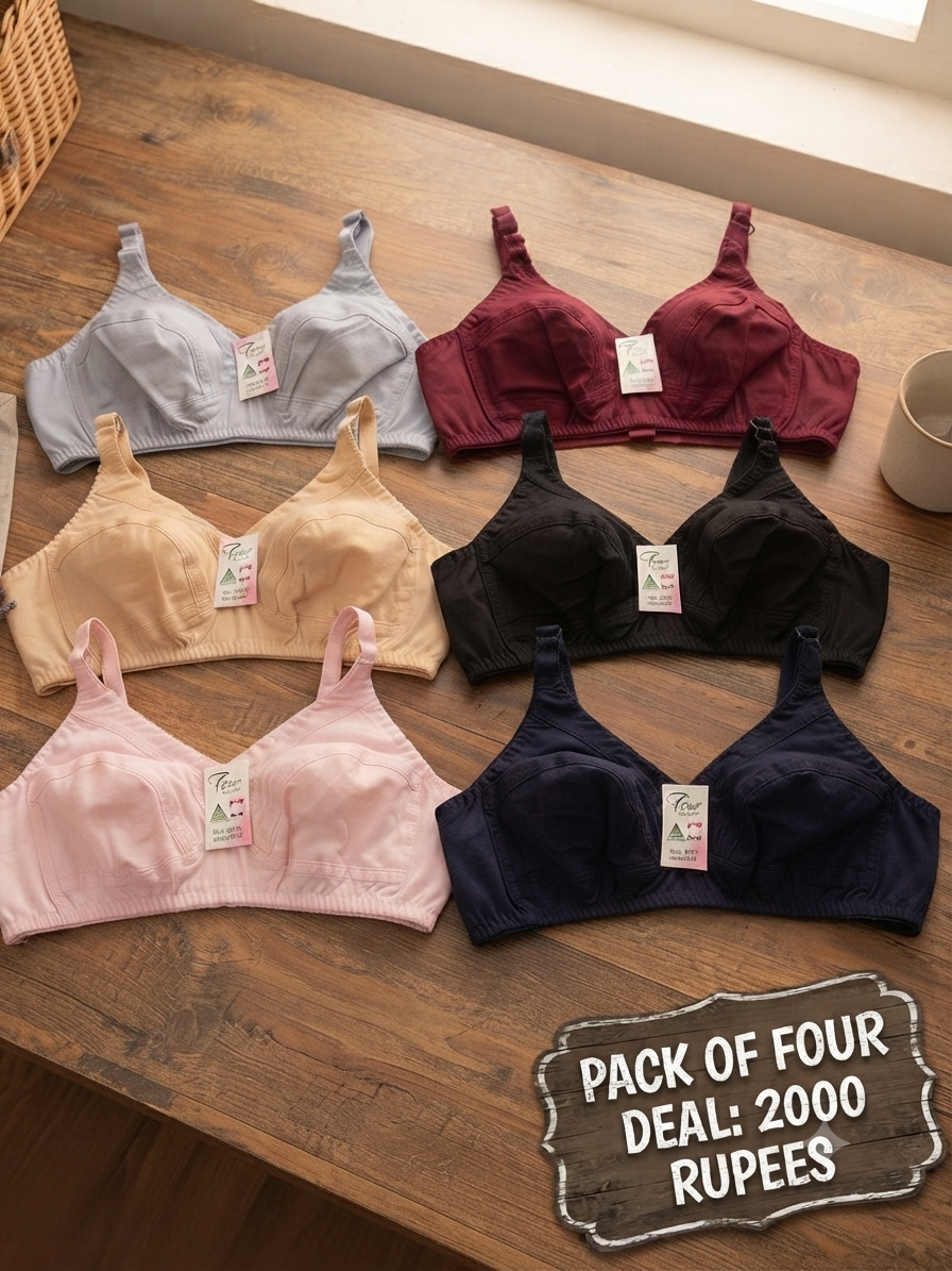 Pack of 4 | cotton bra | perfect fitting and size 6 colours