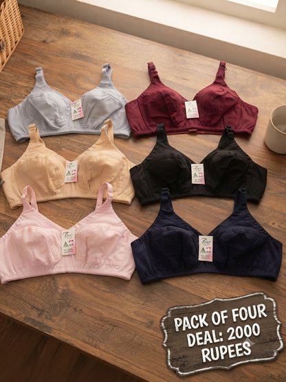 Pack of 4 | cotton bra | perfect fitting and size 6 colours