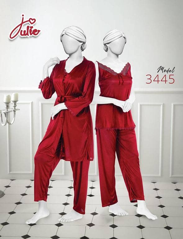 3-pieces. Nighty dress silk soft stuff | imported and. Premium stuff