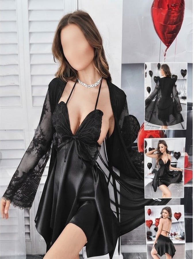 Betterfly nighty 3pices nighty dress soft silk and net stuff